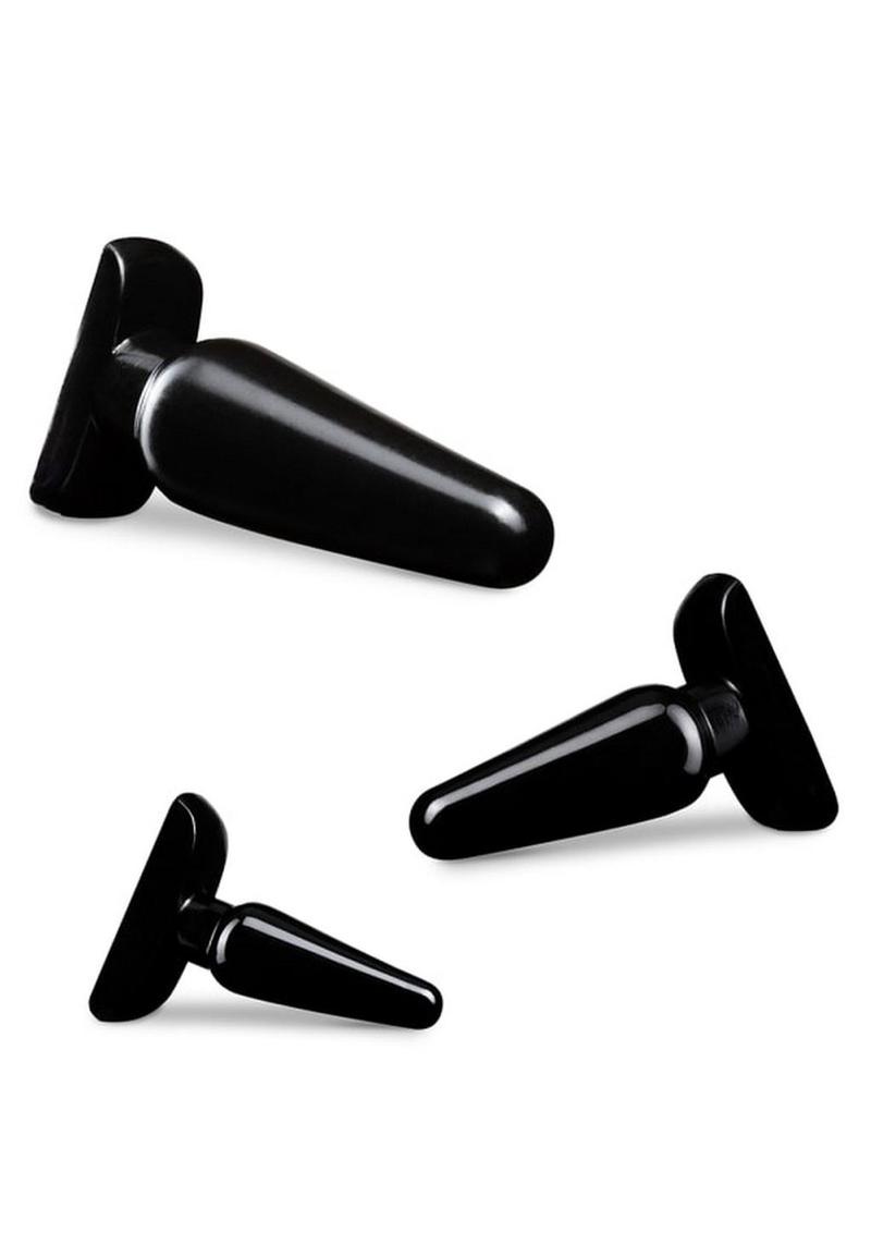 Anal Adventures Basic Butt Plug Kit 3 Sizes - Black