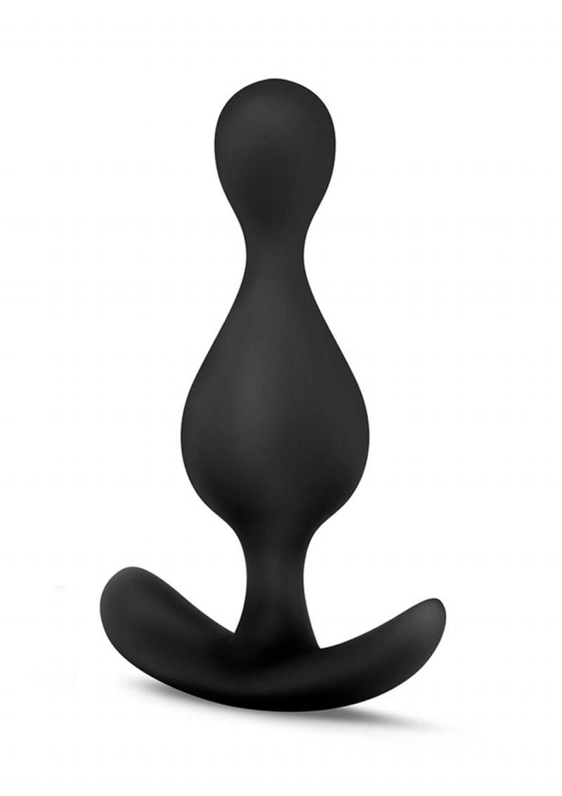Anal Adventures Platinum Wave Silicone Butt Plug - Black