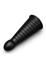 B-Vibe Cone Tapered and Ribbed Dildo with Suction Cup - Black - 10in