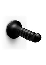 B-Vibe Krush Curved and Ribbed Dildo with Suction Cup - Black