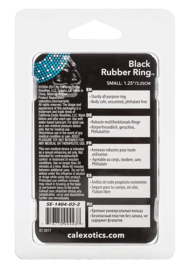 Black Rubber Cock Ring - Black - Small