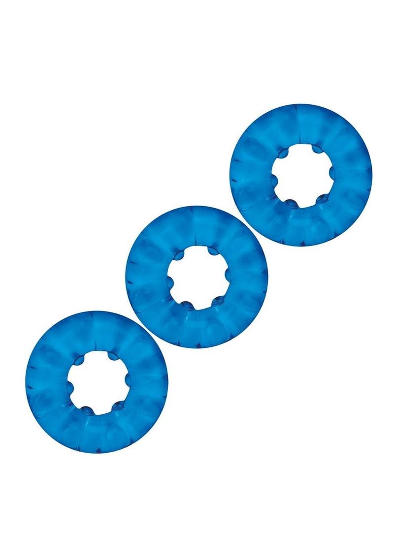 Blue Line Ribbed Rider Cock Ring