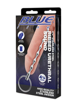 Blue Line Ribbed Urethral Sound 4.25in - Stainless