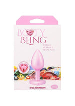 Booty Bling Heart Diamond Jeweled Wearable Metal Plug - Metal/Pink - Small