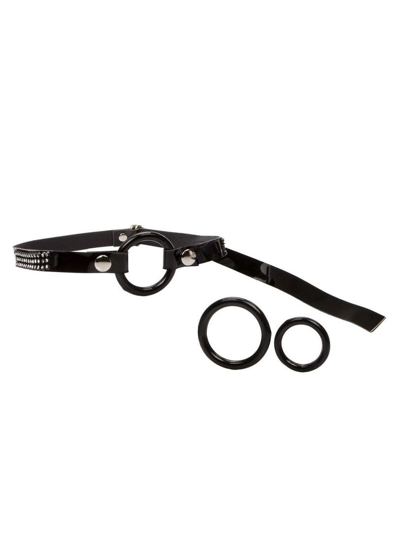 Bound By Diamonds Open Ring Gag - Black