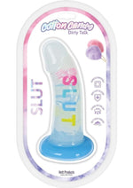 Cotton Candy Dirty Talk Slut Silicone Dildo - Multicolor - 6in