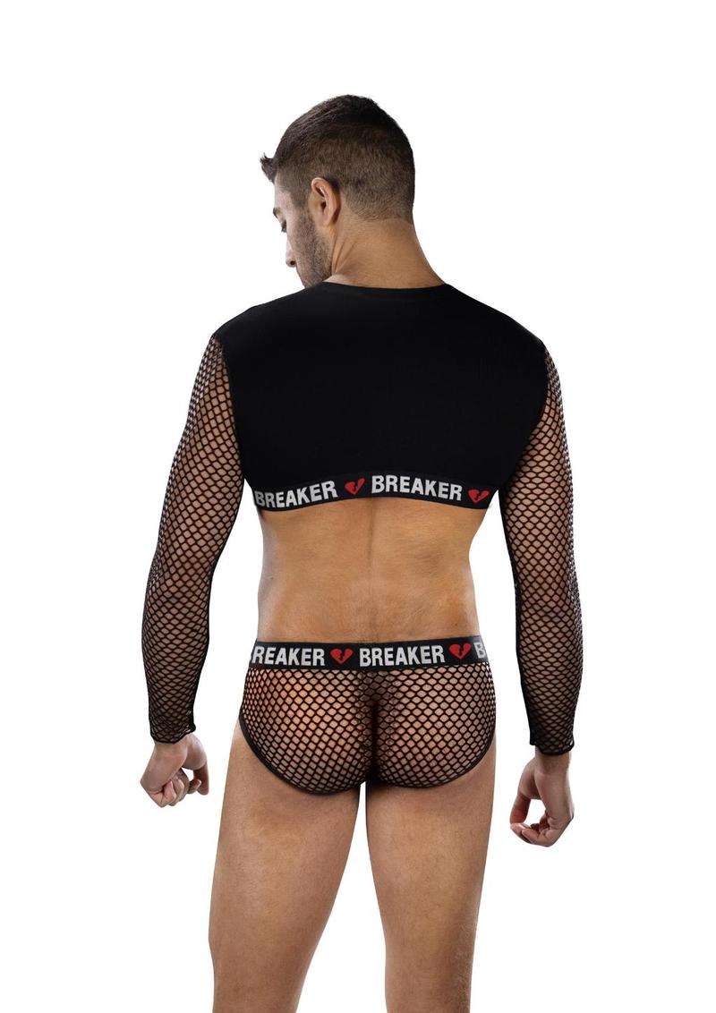 Envy Menswear Heartbreaker Mesh Crop Top and Briefs Set - Os