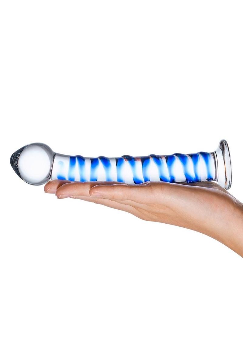Glas Blue Spiral Glass Dildo - Blue/Clear
