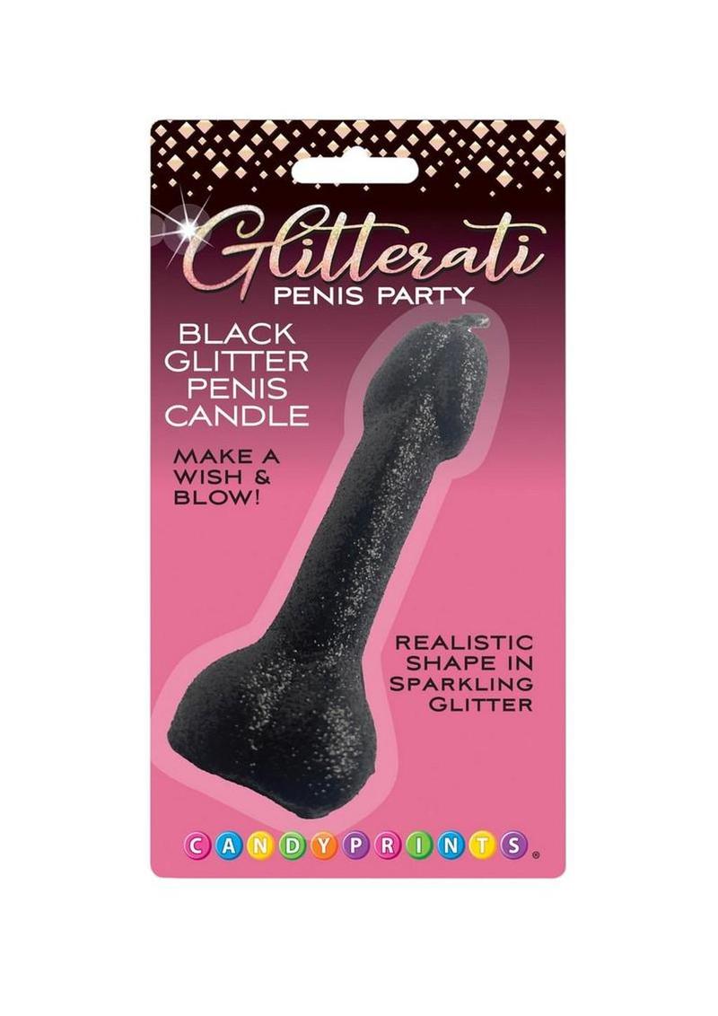 Glitterati Penis Candle - Black Glitter - Black