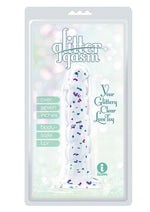 Glittergasm Swirl Clear Dildo with Suction Cup - Blue/Purple/Violet Glitter - Blue/Purple