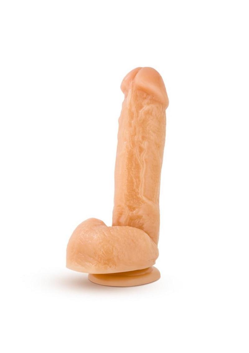 Hung Rider Trigger Dildo with Balls - Flesh/Vanilla - 8.5in