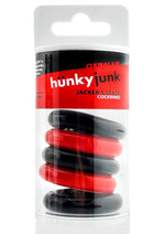 Hunkyjunk Jacker 5 Stack Super-Strong Cockrings - Black/Red - 5 Pack