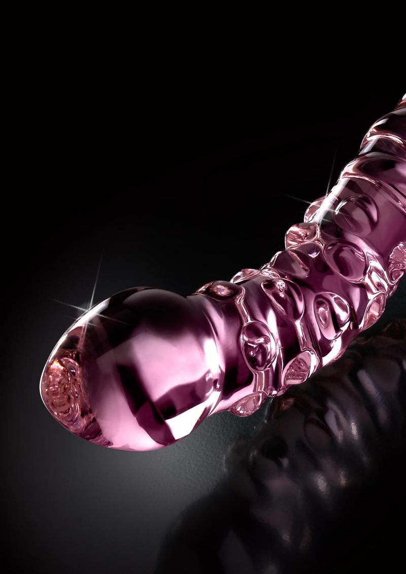 Icicles No. 55 Double-Sided Textured Glass Dildo - Pink - 9in