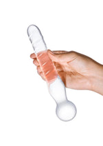 Joystick Textured Glass Dildo - Clear