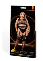 Lapdance Lingerie Crop Top and Garter Hose Set (2 Piece) - Queen Size - Black