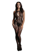 Le Desir Criss Cross Neck Bodystocking - Black - One Size