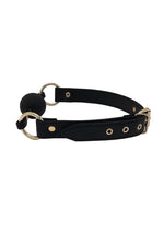 Leather Ball Gag with Gold Accessories - Black/Gold