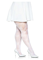 Leg Avenue Butterfly Net Tights - White - Queen/XLarge/XXLarge