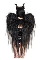 Leg Avenue Dark Enchantress Chiffon Wings and Horn Headband - Black - One Size - 2 Piece