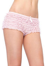 Leg Avenue Micromesh Lace Ruffle Tanga Short - Pink - One Size
