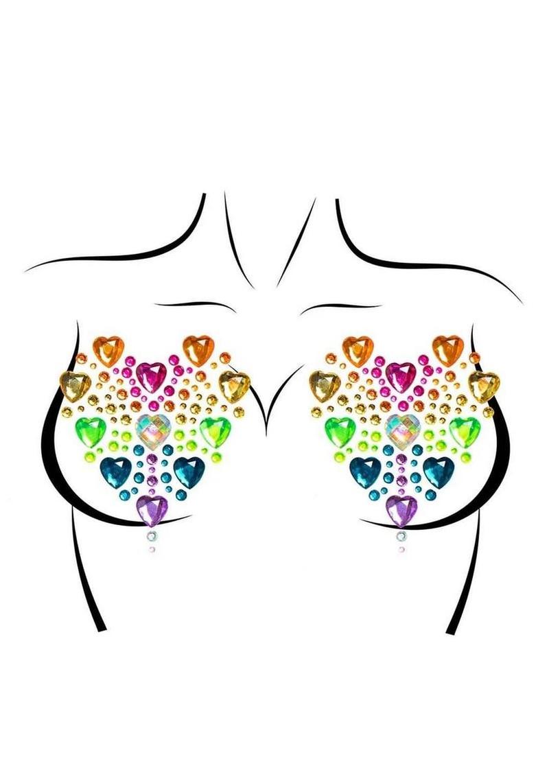 Leg Avenue Prism Nipple Jewels Stickers and Body Glitter (2 Packets - Multicolor