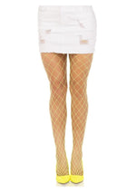 Leg Avenue Spandex Diamond Panty Hose - Neon Yellow - One Size