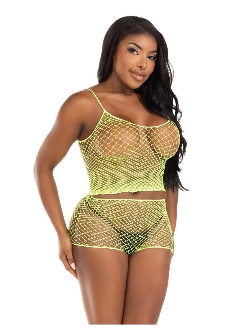 Leg Avenue Twist Net Tank Top and Boy Shorts