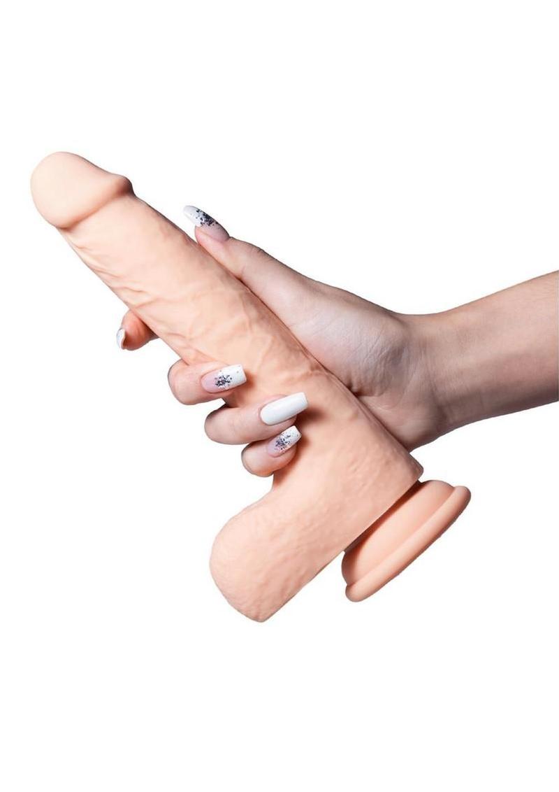 Luis App Controlled Real Thrusting Rechargeable Silicone Dildo with Clit Licker