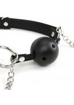 Lux Fetish Breathable Ball Gag with Nipple Clamps Adjustable - Black