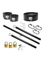 Master Series Dominion Bar Stainless Steele Spreader Bar with Collar and Restraints - Black/Silver