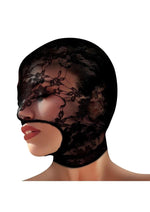 Master Series Lace Seduction Lace Bondage Hood - Black - One Size