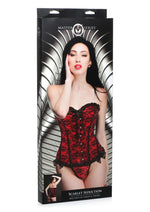 Master Series Scarlet Seduction Lace-Up Corset and Thong - Black/Red - Large/One Size/XLarge