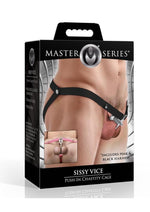Master Series Sissy Vice Push-In Chastity Cage - Black/Silver