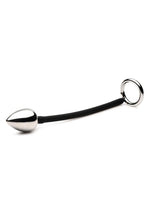 Master Series Tug + Plug Aluminum Cock and Ball Ring with Anal Plug - Black/Silver