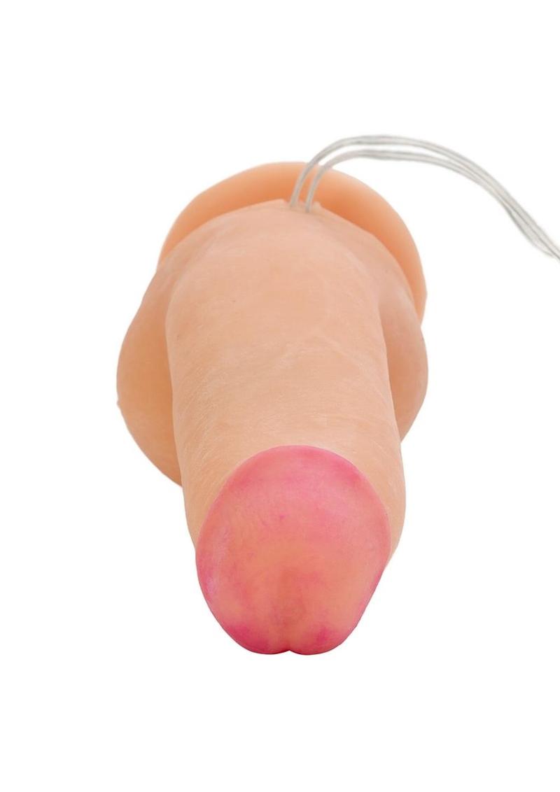 Max Vibrating Cock and Balls Dildo with Balls and Remote Control - Ivory/Vanilla - 6.75in