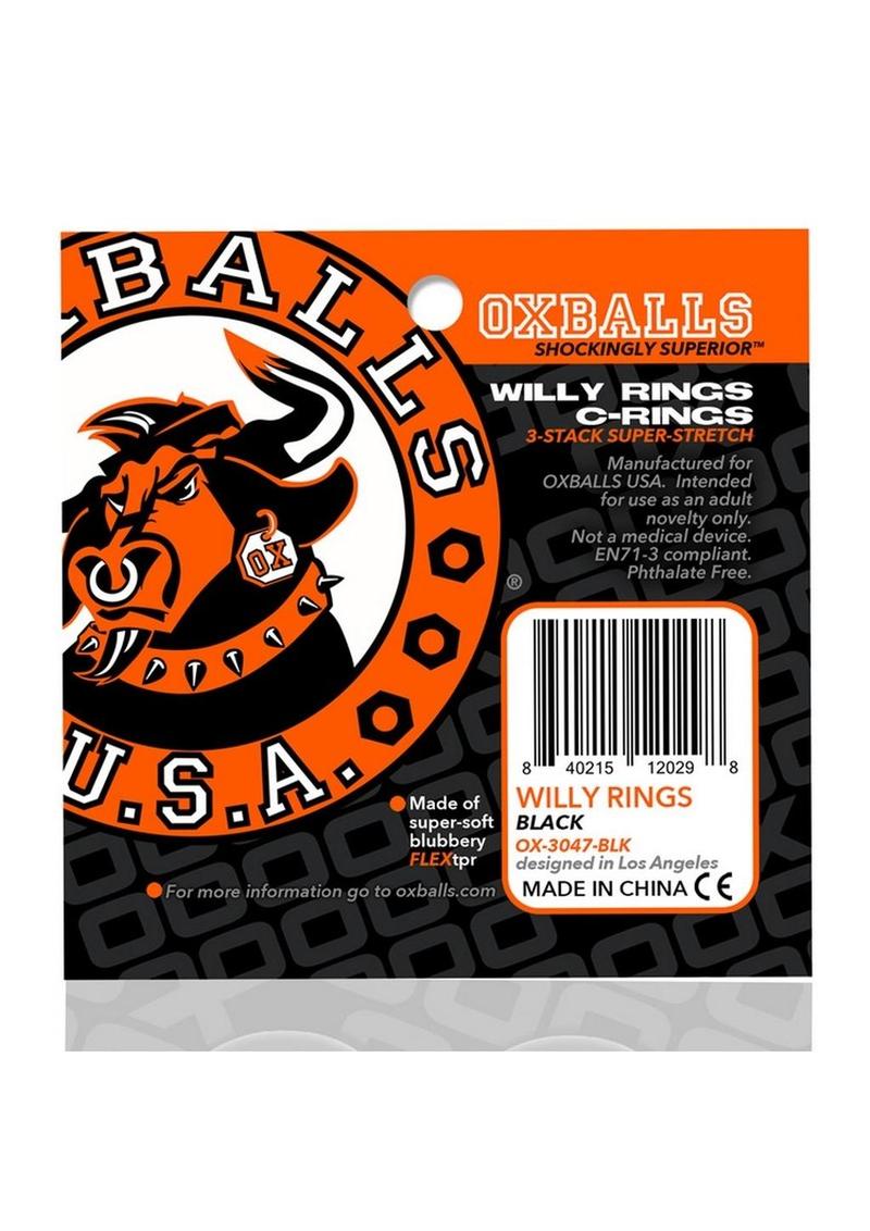 Oxballs Willy Rings Cock Ring - Black - 3 Pack