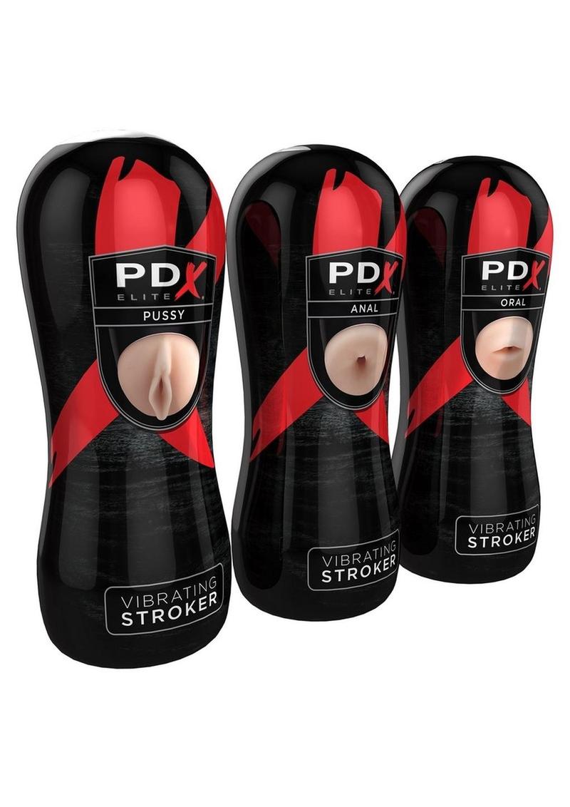 Pdx Elite Fanta Flesh Vibrating Strokers Display 12 Each Per Pop Counter - Display