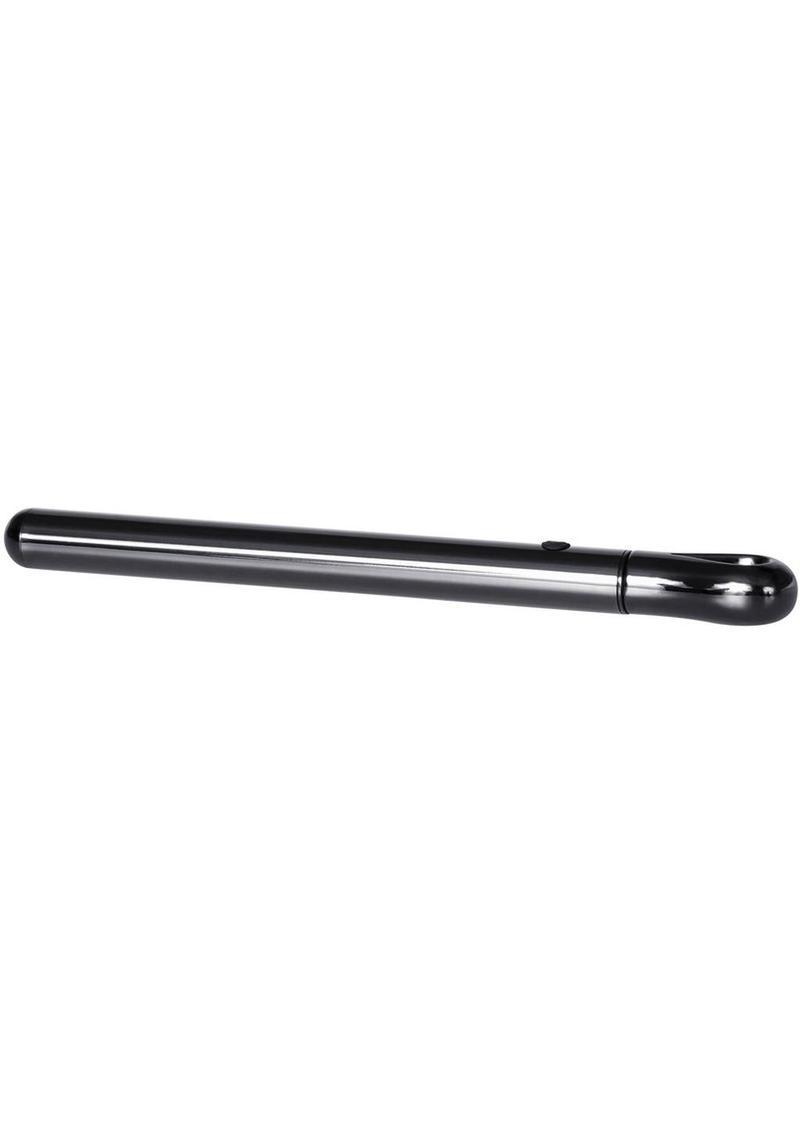 Pen Pal Rechargeable Compact Stainless Steel Vibrator - Black Chrome - Black