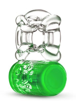 Play with Me Pleaser Rechargeable Cock Ring - Green/Neon Green