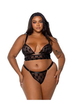 Playboy Bunny Charm Bralette Set - 1xlarge - Black - XLarge