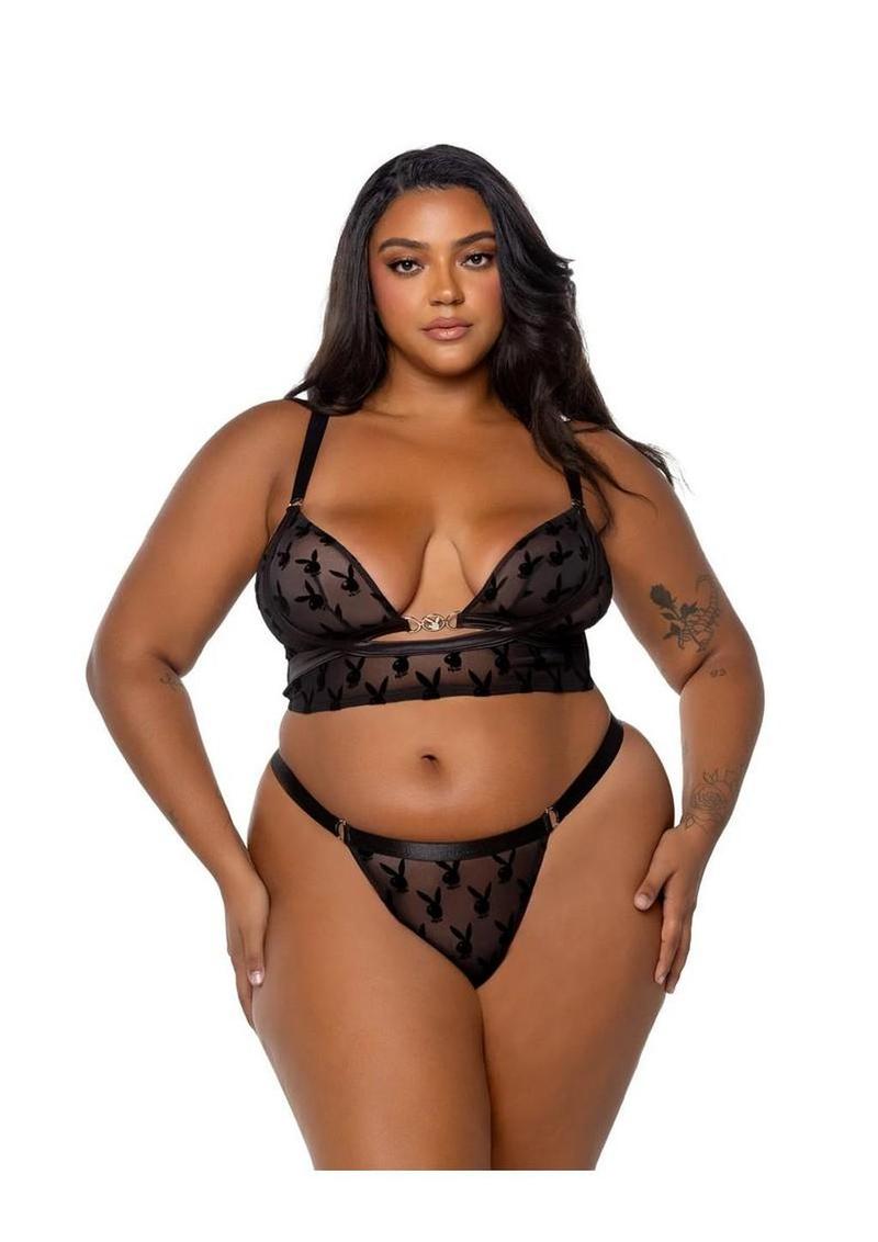 Playboy Bunny Charm Bralette - Black - XXLarge - Set