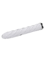 Playboy In A Twist Rechargeable Glass Vibrator - Clear/White