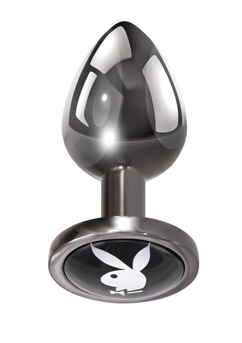 Playboy Tux Metal Anal Plug - Black/Metal - Small