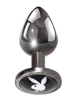 Playboy Tux Metal Anal Plug - Black/Metal - Small