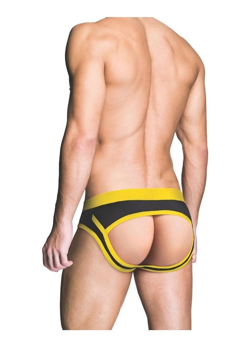 Prowler Red Ass-Less Brief - Black/Yellow - Medium