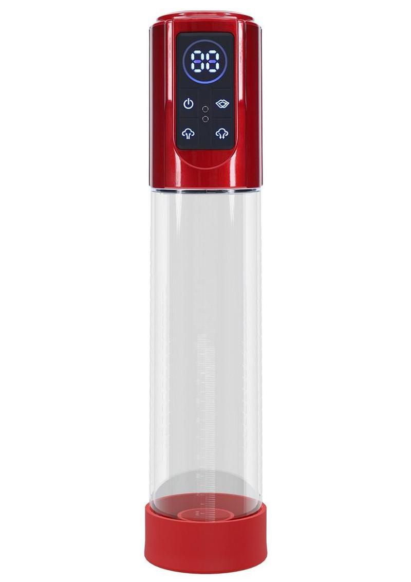 Pumped Megalift 6 Function Automatic Rechargeable Penis Pump - Metallic - Red