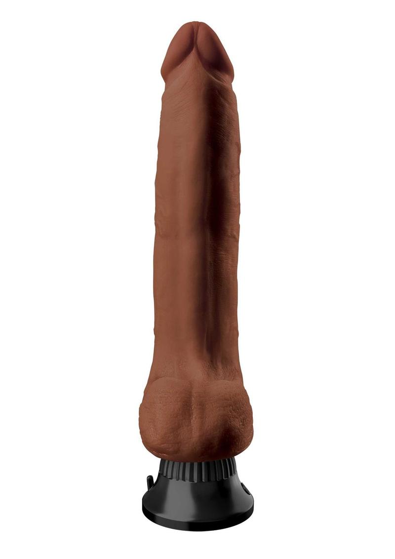 Real Feel Deluxe No. 10 Wallbanger Vibrating Dildo with Balls - Chocolate - 10in