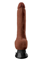Real Feel Deluxe No. 5 Wallbanger Vibrating Dildo with Balls - Brown/Chocolate - 8in