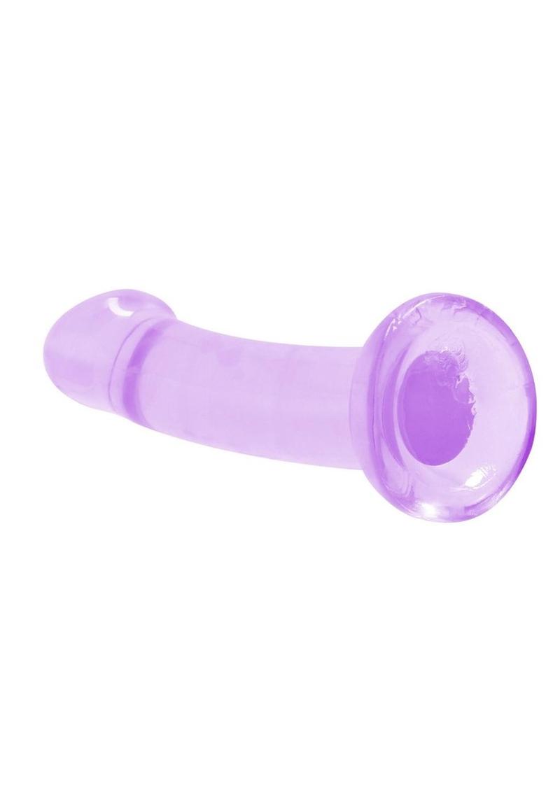 Realrock Crystal Clear Non Realistic Dildo with Suction Cup - Clear/Purple - 6.7in