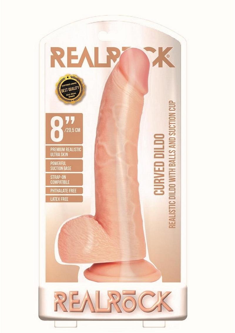 Realrock Curved Realistic Dildo with Balls and Suction Cup